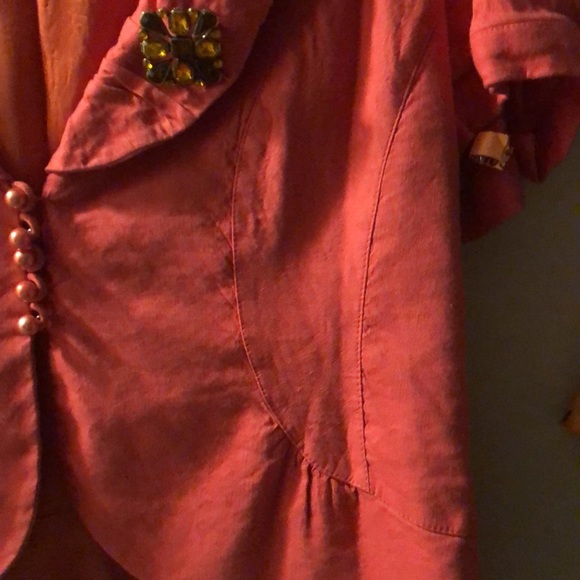 Ilusion Red-Orange Linen Blend Jacket - Picture 5 of 12